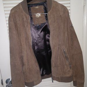 Superdry Lightweight Brown Suede Bomber Jacket, size L